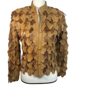 Real leather Natto Tan Leather Jacket small mesh